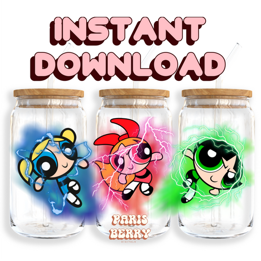 Super Puff Girls - 16oz PNG Cup Wrap | Instant Digital Download