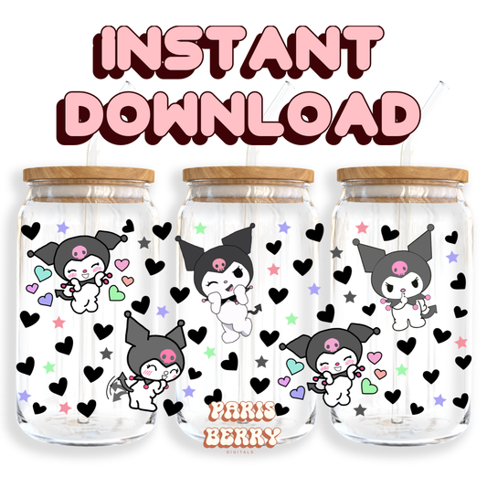 Cute H.Kitty Bats - 16oz PNG Cup Wrap | Instant Digital Download