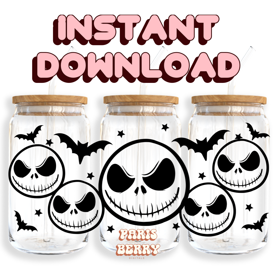 Spooky Skellington - 16oz PNG Cup Wrap | Instant Digital Download