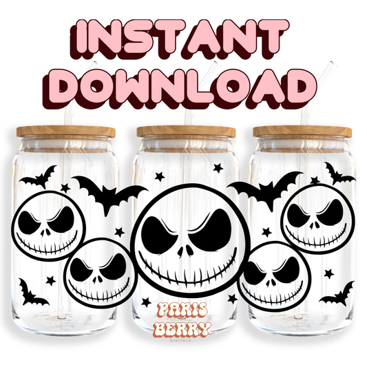 Spooky Skellington - 16oz PNG Cup Wrap | Instant Digital Download