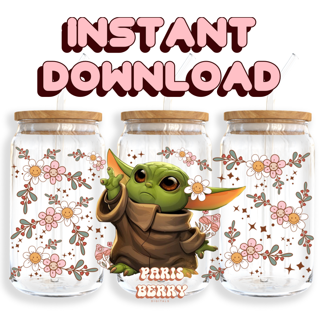 Spring Yoda - 16oz PNG Cup Wrap | Instant Digital Download