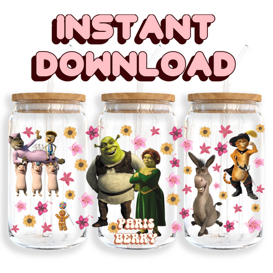 Shrek & Friends - 16oz PNG Cup Wrap | Instant Digital Download