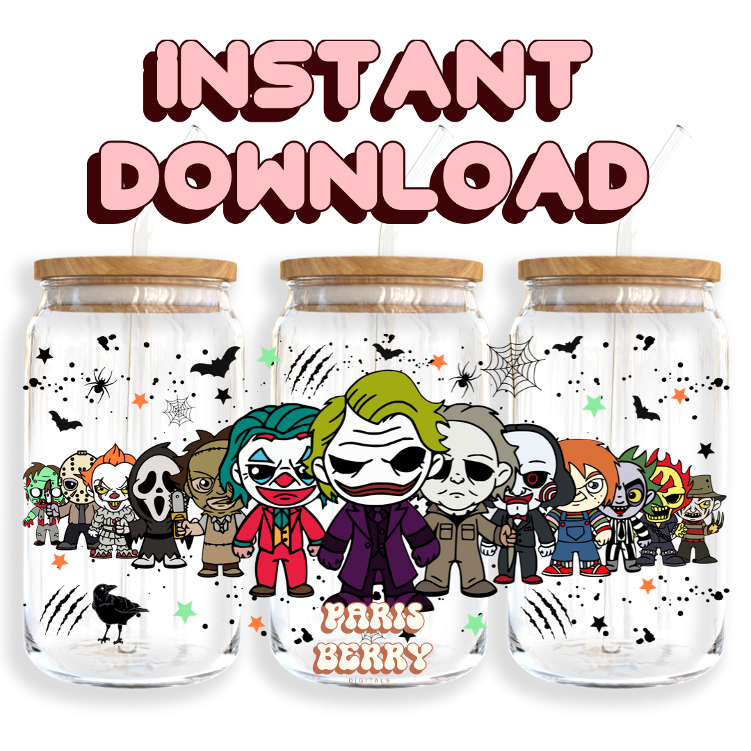 Cute Spooky Friends - 16oz PNG Cup Wrap | Instant Digital Download